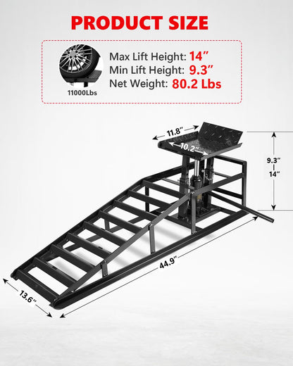 Hydraulic Car Ramps, 5T 11000lbs Low Pro-File Car Lift Service Ramps, Heavy Duty Steel Hydraulic Vehicle Ramps for Car Truck Trailer Garage Repair - 2 Pack