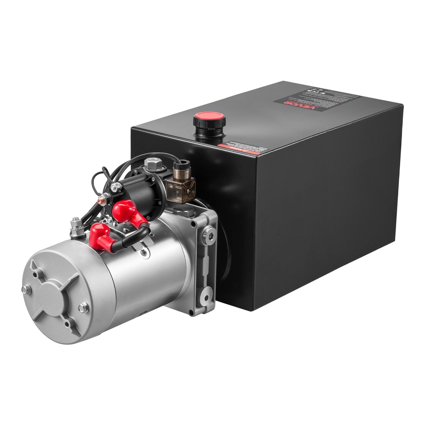 Mophorn Hydraulic Pump, 10 Quart Hydraulic Power Unit, Single Acting Hydraulic Pump, 12V DC Hydraulic Pump (Steel Reservoir, Single Acting, 3200 PSI) w/SAE#6 Connector for Dump Trailer Car Lifting