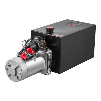 Mophorn Hydraulic Pump, 10 Quart Hydraulic Power Unit, Single Acting Hydraulic Pump, 12V DC Hydraulic Pump (Steel Reservoir, Single Acting, 3200 PSI) w/SAE#6 Connector for Dump Trailer Car Lifting