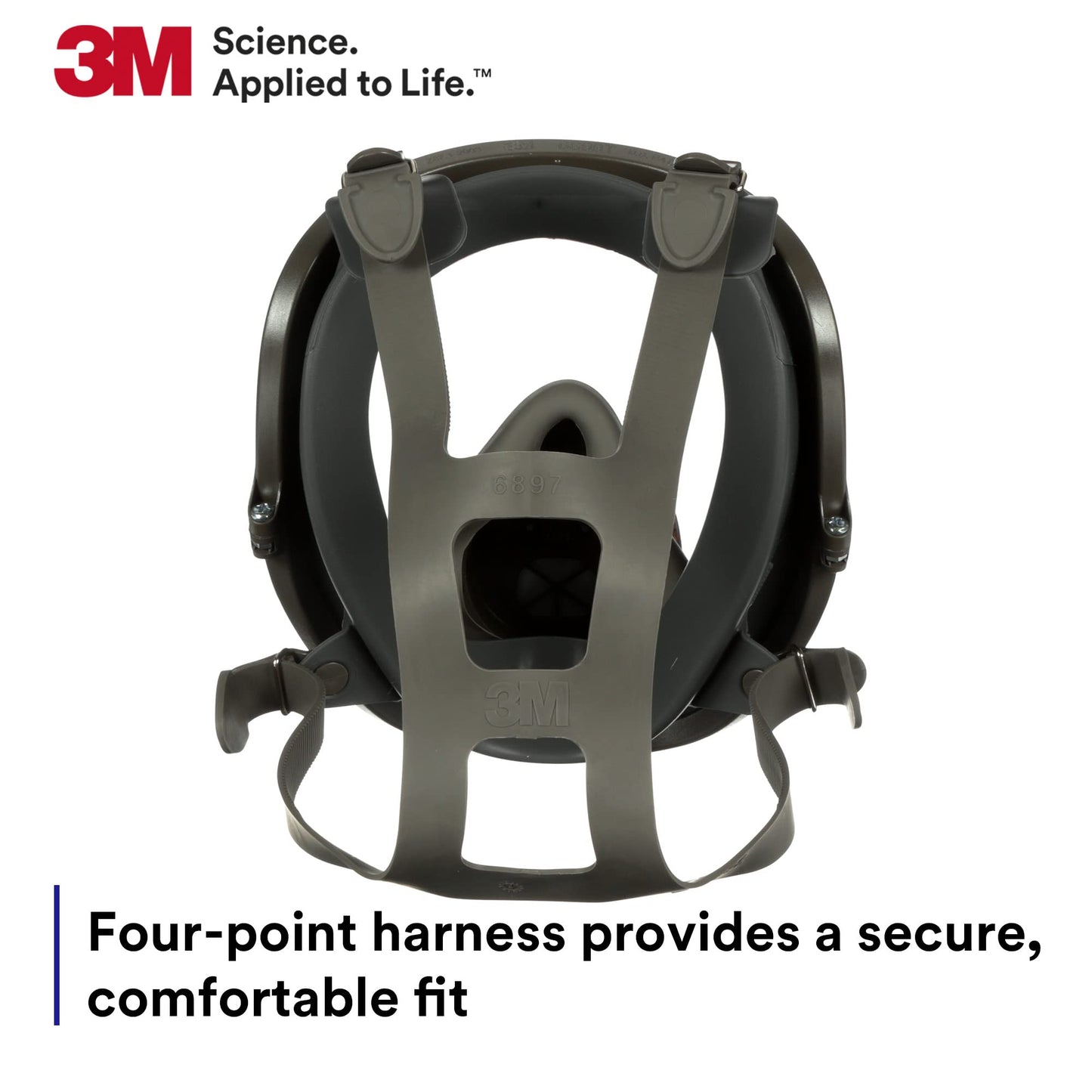 3M Full Facepiece Reusable Respirator 6800, NIOSH, Large Lens, ANSI High Impact Eye Protection, Silicone Face Seal, Four-Point Harness, Comfortable Fit, Painting, Dust, Chemicals, Medium