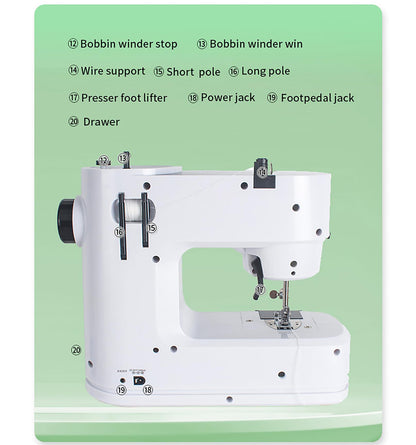 Sewing Machine with Extension Table,39 Built-in Stitches, LED Light 2-Speed Foot Pedal, and Accessories Kit for Home DIY Projects & Gift Perfect for Sewing Machine for Beginners for Adult