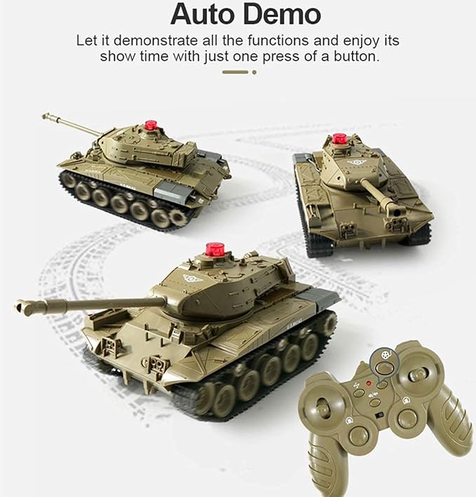 RC Tank Military Truck Vehicles RC Car 2.4Ghz Radio Controlled Military Battle Tank Toy 270°Rotational Realistic Sounds Electronics Hobby Toys for Kids Boys (Green)