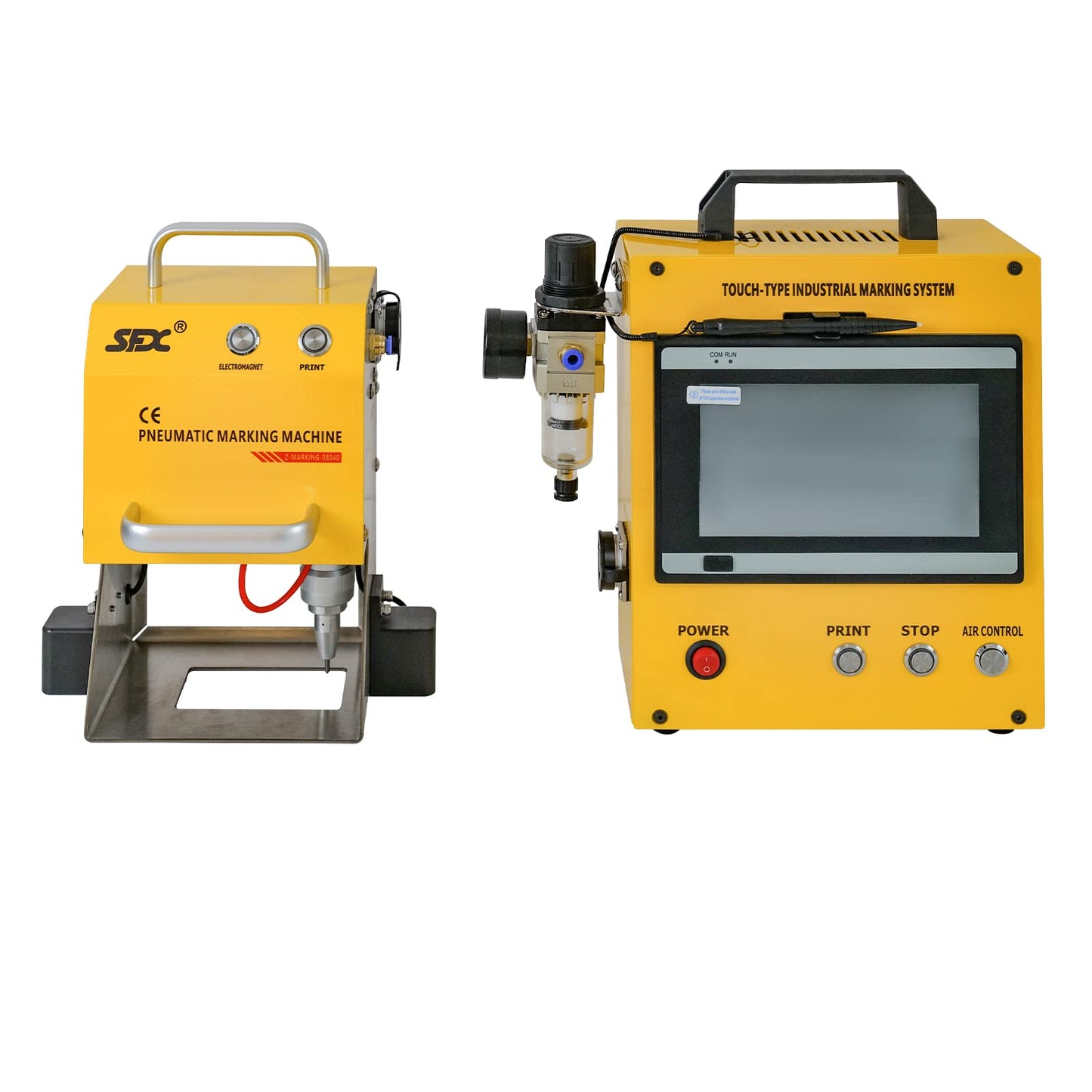 100W Pneumatic Dot Peen Metal Marking Machine Engraving Size 120x50mm(4.7X2inch) with Digital Control Depth 0.02-1 mm Metal Engraving Machine Plate Marking Engraver for Serial Number,VIN,Date