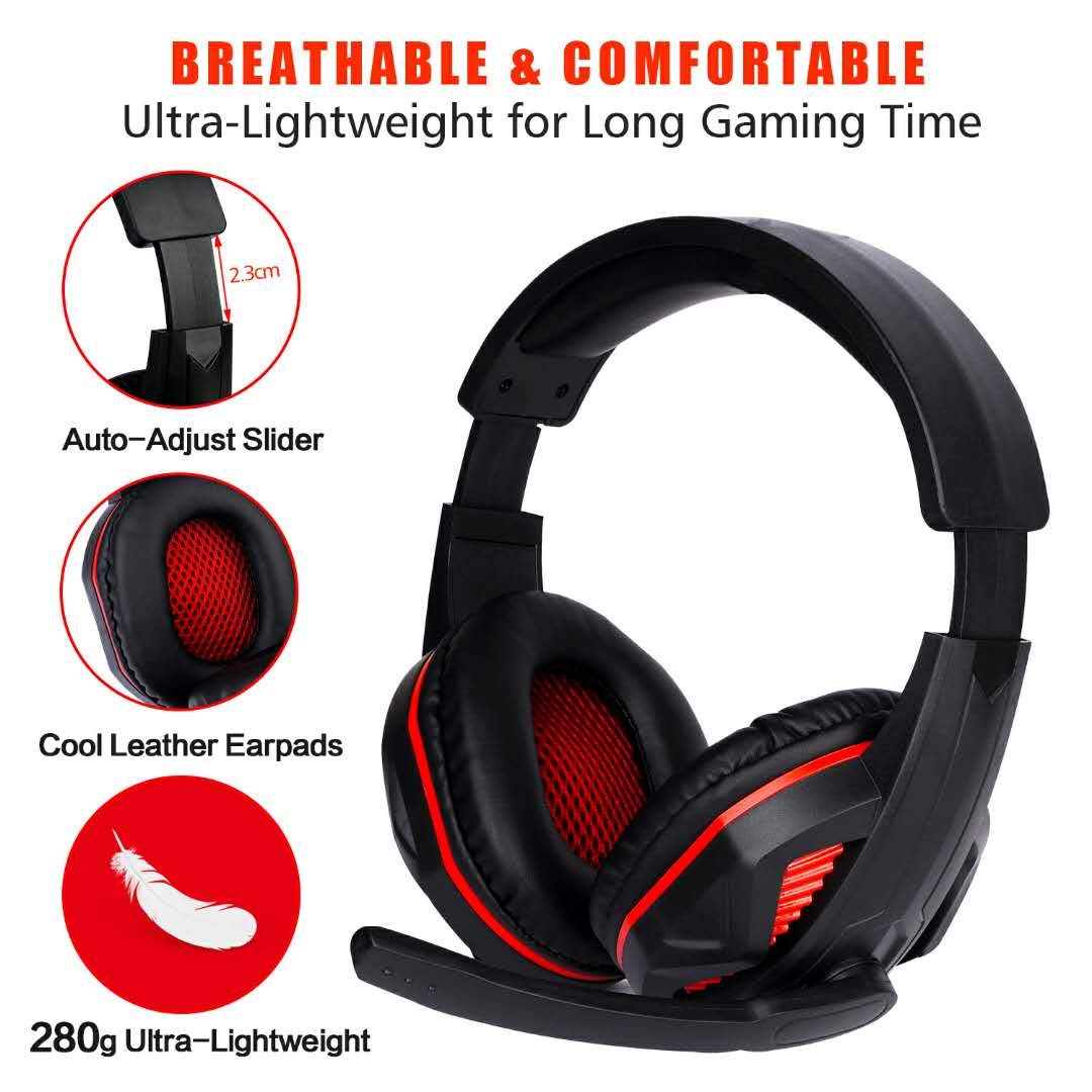 FNSHIP 3.5mm Port Wired Gaming Headset, Stereo Bass Noise Isolation Headphone with Mic Volume Control for PS4 New Xbox One PSP PC Laptop Tablet Cellphones (Black)