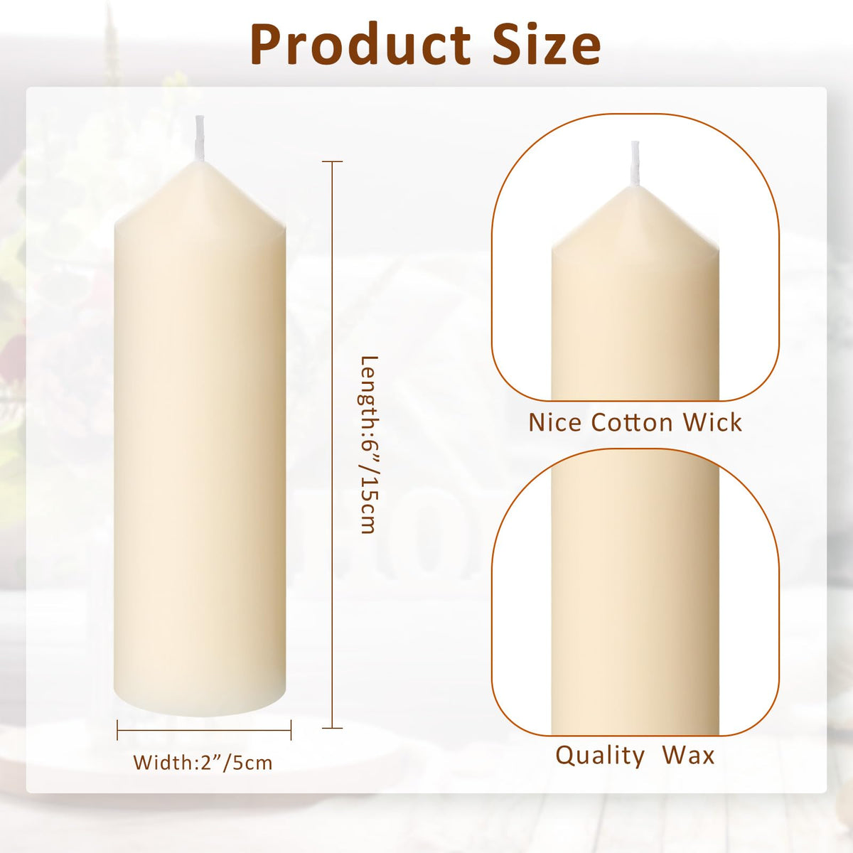 MTLEE 40 Pcs Ivory Pillar Candles Bulk 2 x 6 Inches Dripless Unscented Wax Long Burning Smokeless Clean Burning Decorative Candles for Weddings Parties Dinners Spa Bath Home Decor