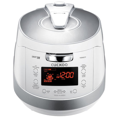 CUCKOO CRP-HS0657FW 6-Cup (Uncooked) 12-Cup (Cooked) Induction Heating Pressure Rice Cooker with Nonstick Inner Pot & 16 Menu Modes (White/Silver, Made in Korea)