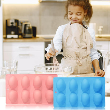 3 Pack 3D Easter Egg Silicone Molds, 8 Cavity Egg Shape Non-stick Baking Molds Tray DIY Baking Tool for Easter Chocolate Cake Dessert Muffin Mousse Pastry Handmade Soap Crayons