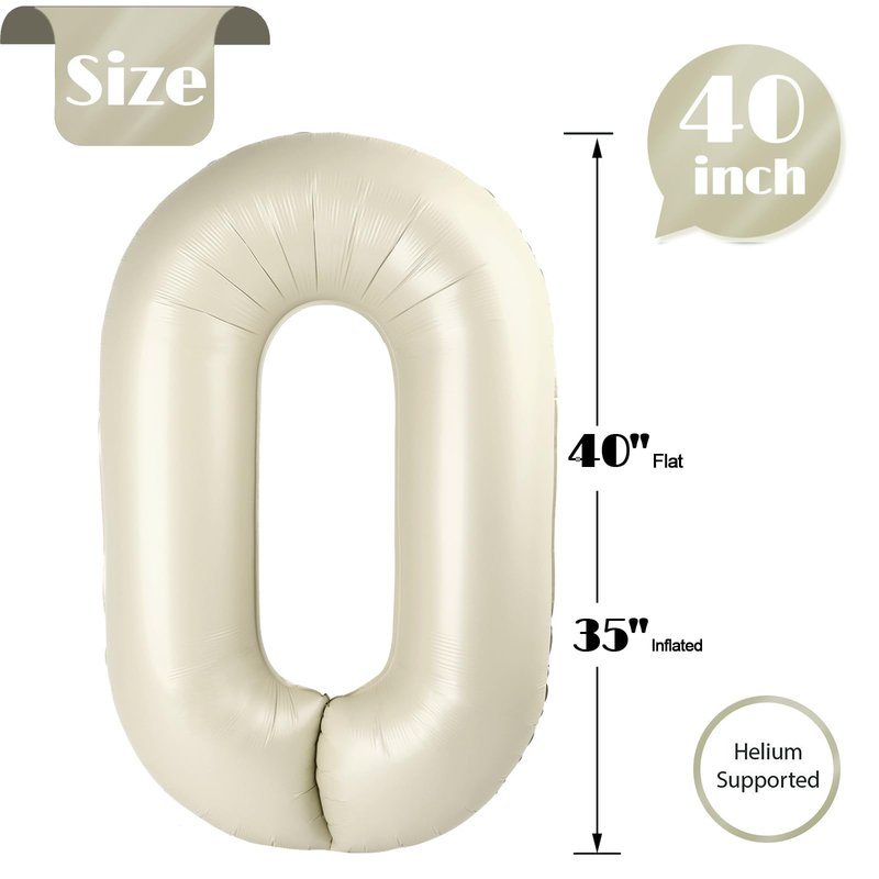 Cream Number 18 Balloon 40 inch, 18 Number Balloons, 18th Cream Birthday Decorations, 18 Year Old Girls Boys White Party Supplies