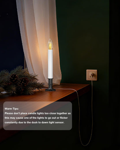 4 Pack Christmas Electric Window Candles, Christmas Candles with Dusk-to-Dawn Auto Sensor, Plug in Candle with 7W C26 Light Bulbs, Turns On in Dark - Off in Light