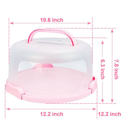 RTUDOPUYT Cake Carrier with Lid and Handle, Fit 10’’ Cake Stand with Lid, Cake Transport Storage Container, Cake Containers Cover Stand with Lids, 3 Secure Side Closures (Pink)