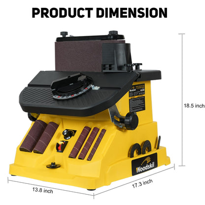 4A Variable Speed Oscillating Belt and Spindle Sander - 4x24" Belt, 5 Sanding Sleeves, 1000-1800RPM Adjustable Speed Control for Woodworking Projects - Efficient Dust Collection for Smooth Finishes