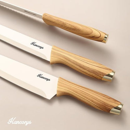 Hancorys Knife set, 13 Pieces Kitchen Knives Set, Nonstick Ceramic Anti-Rust Coating and Blade Guard, Holiday Gifts for Kitchen, Camping Essentials