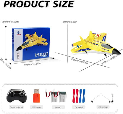 Yellow RC Plane for Kids Upgrade F-22 Raptor Fighter RC Airplane Remote Control Airplane Toys 2.4 GHZ Smart 6-axis Gyro Stabilizer RTF RC Jet Aircraft Easy to Fly Outdoor Toy RC Glider for Beginners