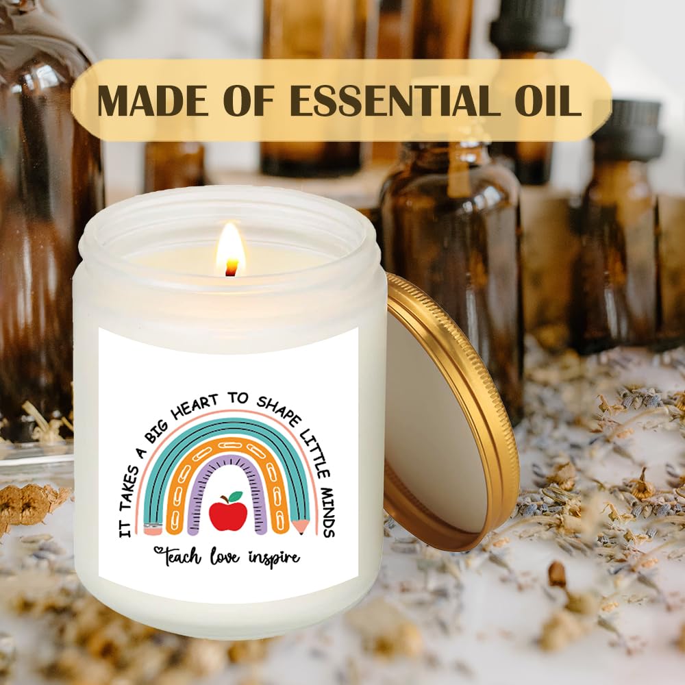Candle Gift for Teacher Appreciation, Aromatherapy Candle for Women, Novelty for Teacher Appreciation Week, Natural Soy Wax Jar Candle, Unique Thank You Present with Saying, Vanilla Scent