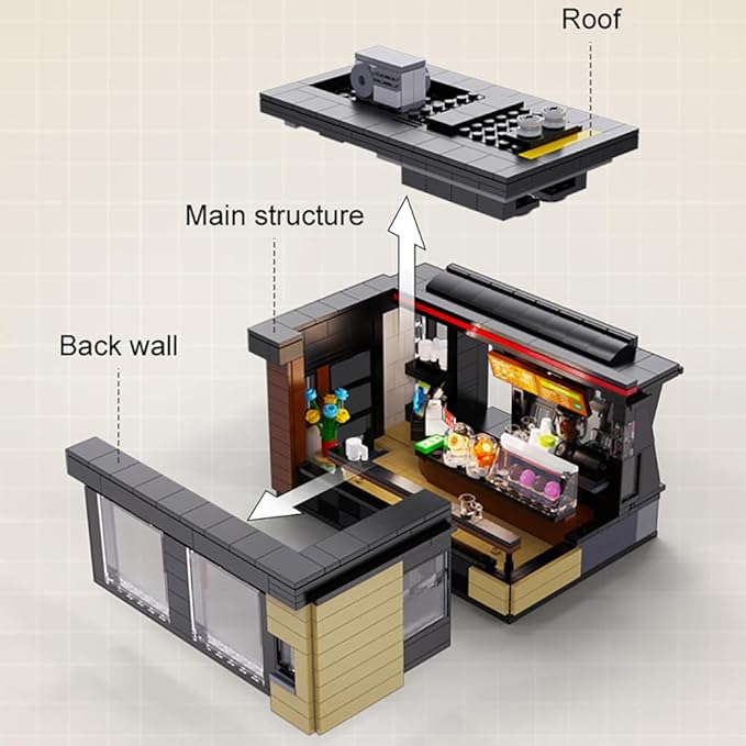 CaDA Master C66005W Japanese Coffee House Building SetMOC Construction Coffee Shop Modular Buildings with Lights768PCS City House Idea Collect Gift for Adults