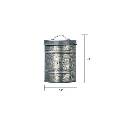 Amici Home Rustic Kitchen Coffee Metal Canister | Galvanized Metal Storage Container with Handle | 76 Ounce Capacity | Coffee Canister with Lid for Kitchen Countertop