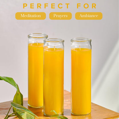 Simply Soson 2x8 inch Yellow Devotional Candles in Glass Jar - 1 Piece - 90 Hours – Prayer Candle - Tall Pillar Candles for Religious, Memorials, Party Decor