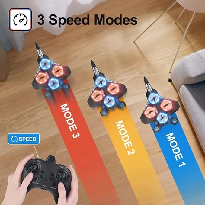Remote Control Airplane RC Planes RC Fighter Jet Toy for Kids Adults 8-16 Remote Control Planes with LED Light 2 Batteries 360° Stunt Spin Durable Foam Gifts for Boys (Blue + 2 Batteries)