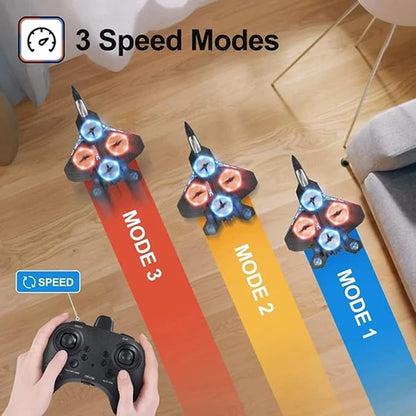 Remote Control Airplane RC Planes RC Fighter Jet Toy for Kids Adults 8-16 Remote Control Planes with LED Light 2 Batteries 360° Stunt Spin Durable Foam Gifts for Boys (Blue + 2 Batteries)