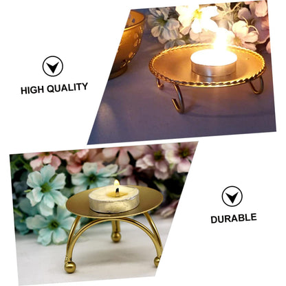 Holibanna 2pcs Geometric Iron Candle Holders for Home Decor Elegant Candle Stand Centerpiece for Weddings Parties and Dining Tables