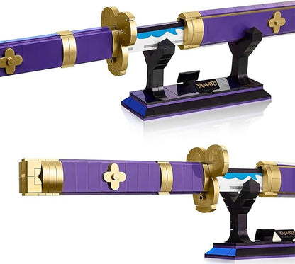 HIGH GODO Anime Cosplay Swords Building Set 936 Piece One Purple Enma Zoro Sword 38.8IN with Scabbard and Bracket for Adults Teens 14+ (Roronoa Zoro Yamato Sword)
