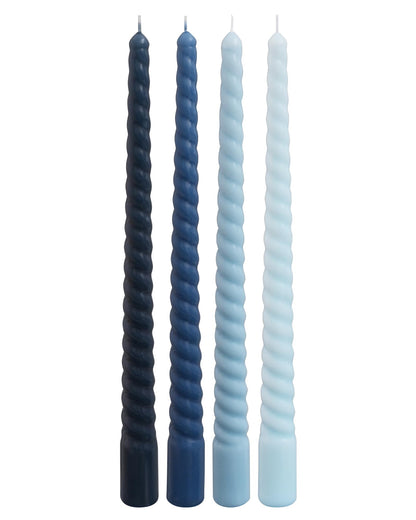 Viyffo 11 Inch Spiral Taper Candles, 4 Pack Blue Gradient, Unscented Tall Long Candlesticks for Wedding, Dinner, Holiday Table Decor, Fits Most Standard Holders