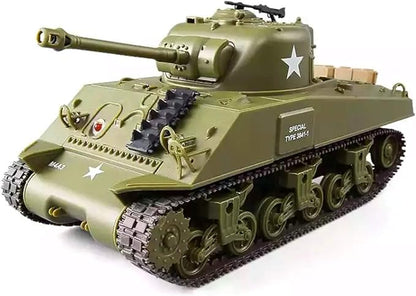POCO DIVO Sherman M4A3 US Medium Tank RC IR Battle Panzer 2.4Ghz 1/30 Scale Model Military Vehicle w. Sound &amp Light