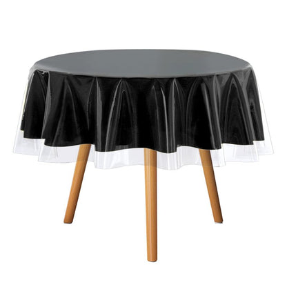 sancua Clear Plastic 100% Waterproof Round Tablecloth - 70 Inch - Vinyl PVC Table Cloth Protector Oil Spill Proof Wipe Clean Table Cover for Dining Tables, Parties, Camping, Crystal Clear