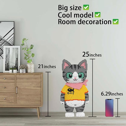 Cute Tuxedo Cat Animal Micro Building Blocks Set (16879Pieces) Big Cat Building Blocks Kit.Cat Lover Gifts for Adults and KidsBoys &amp Girls Age 8+