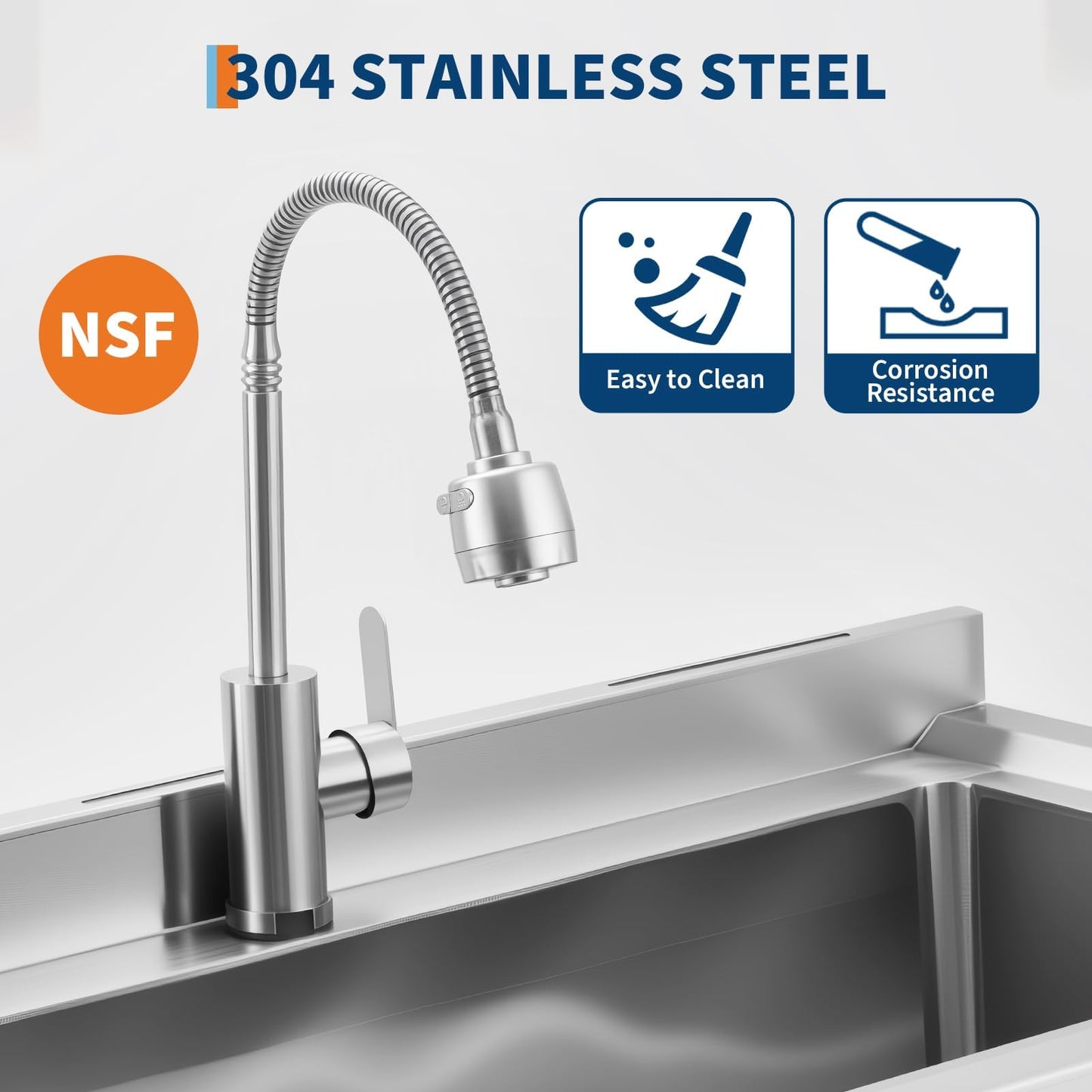 GarveeTech 35 in Freestanding Stainless Steel Utility Sink with Pull-Out Faucet, Adjustable Height Laundry Tub with Hot & Cold Water, Basket, Shelf & Drain Kit for Kitchen, Garage, Outdoor, Basement