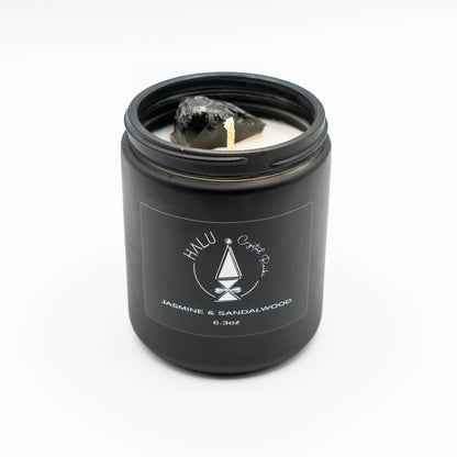 Jasmine & Sandalwood + Obsidian Crystal | Aromatherapy | Meditation | Reiki Infused | 100% Natural Soy Candles…