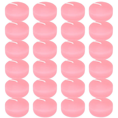 6 Hour 2 Inch Pink Floating Candles, Small Unscented Dripless Pool Water Wax Candles for Cylinder Vase, Centerpiece at Wedding, Party, Holiday, Valentine's Day, 24 Packs