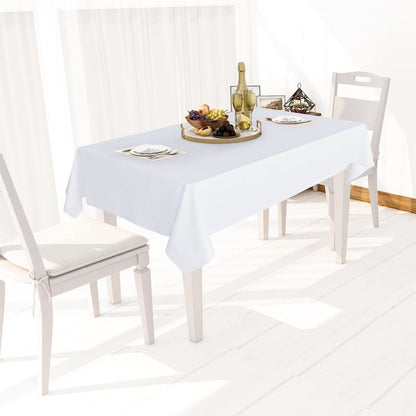 sancua 100% Waterproof Rectangle PVC Tablecloth - 70 x 70 Inch - Oil Proof Spill Proof Vinyl Table Cloth, Wipe Clean Table Cover for Dining Tables, Buffet Parties and Camping, White