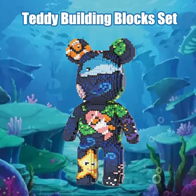 Teddy Blocks Bear Micro Building Blocks Set (6880 Pieces) Underwater World Brick with Storage Drawer Gift for Adults and Kids