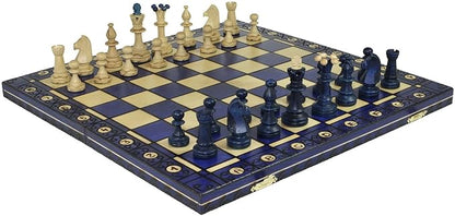 Beautiful Handcrafted Wooden Chess Set with Wooden Board and Handcrafted Chess Pieces - Gift idea Products (16 (40 cm) Blue)