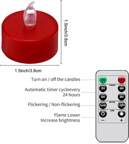 MINXIN LED Tea Light Flameless Candles with Remote Control Flickering Tealight Long Lasting, Battery Operated with Timer for Halloween Home Decoration Seasonal &Festival Celebration Red (50pcs)