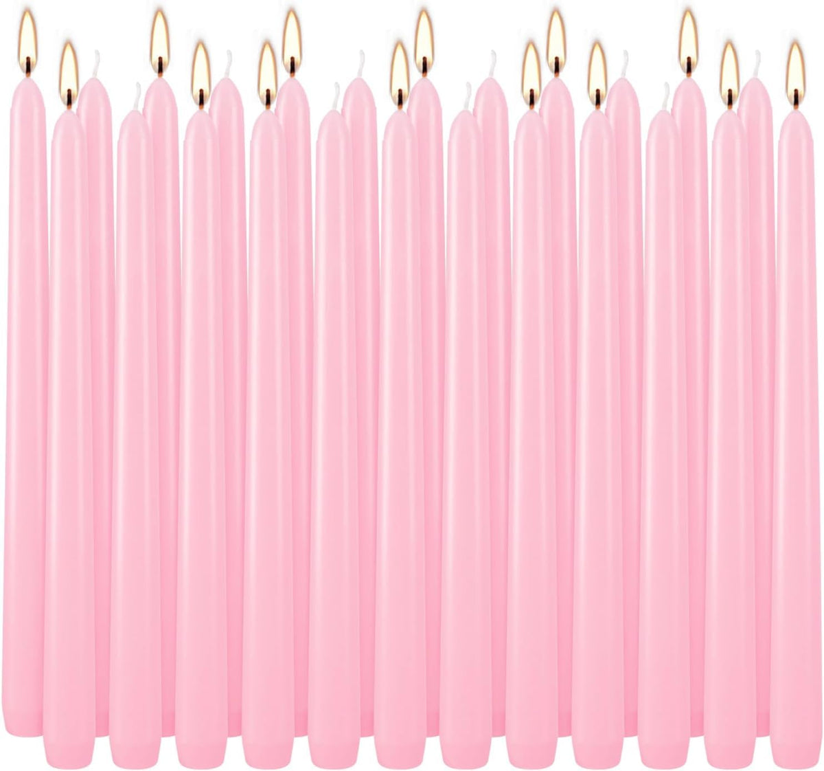 YOROXRG 24 Pack Pink Taper Candles, 7-8 Hours Burn Time, Unscented, Smokeless and Dripless, 0.75 x 10 Inch Dinner Candle Set for Valentine's Day,Household, Wedding, Party and Home Décor Candlesticks