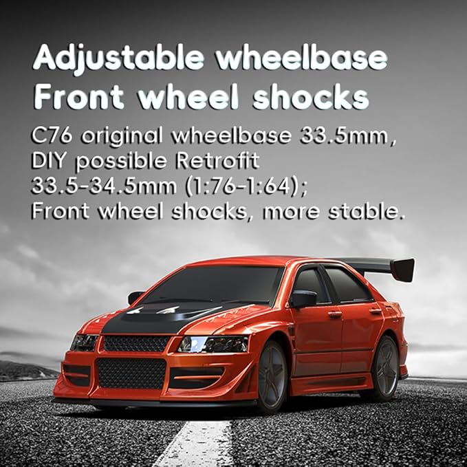 TurboRC 1:76 Mini Sports Car 4CH 2.4GHZ Remote Control Full Proportional RTR Kit with 2 Replaceable Body Shell(C76-Red)