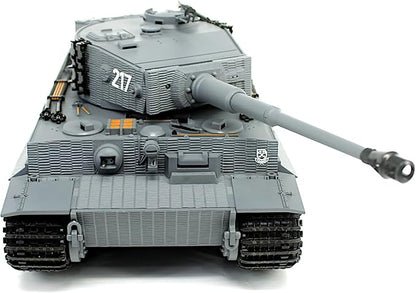 POCO DIVO German Tiger I Heavy Tank 1/24 Infrared IR Combat Panzer RTR 2.4Ghz RC Armored Vehicle Taigen 3841-11-M Standard Paintless Middle Version Sound Light Recoil WWII Military Model Gray