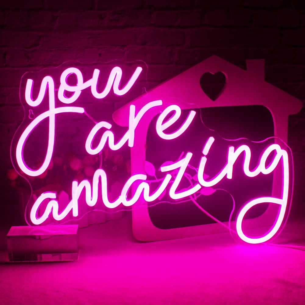 This Must Be The Place Neon Sign Warm White Letter Led Signs for Wall Decor Usb Word Light Up Signs for Bedroom Salon Man Cave Beer Home Bar Wedding Birthday Party Decor Gifts