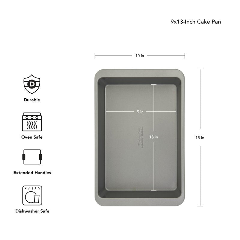 KitchenAid Nonstick Aluminized Steel Cake Pan, Dishwasher Safe, Contour Silver, 9 x 13 Inch