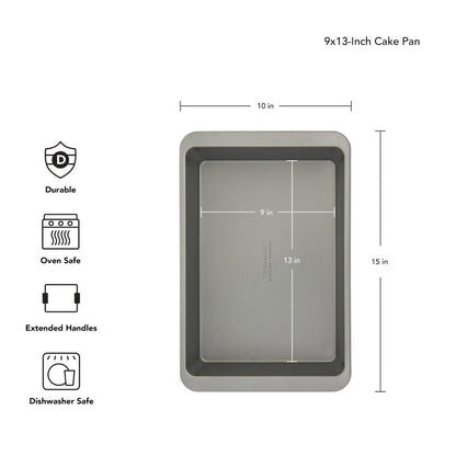 KitchenAid Nonstick Aluminized Steel Cake Pan, Dishwasher Safe, Contour Silver, 9 x 13 Inch