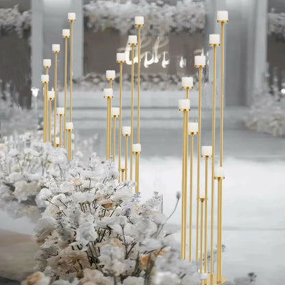 Fullvaseer 2pcs 9 Arm Candelabra,Floor Candle Holders Tall Set for Wedding Aisle Decoration,Gold Candelabras for Fireplace,Candle Stand Fit for Flameless or Wax