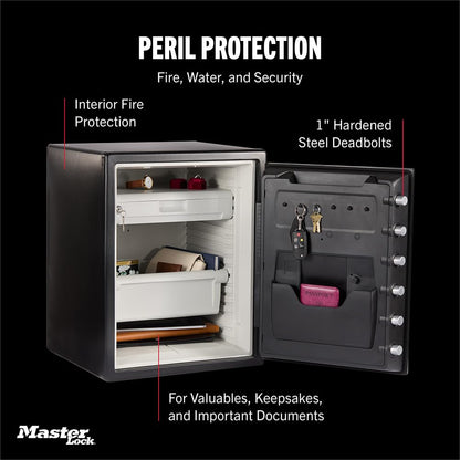 Master Lock Black Steel Fireproof and Waterproof Safe with Digital Keypad, 2.0 cu-ft, STW205GYC