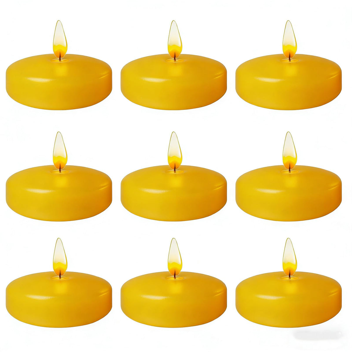 Yellow Floating Candles 3 Inch 12 Pack – Paraffin Wax Floating Candle for Warm, Cheerful Party & Home Décor – Clean Burning & Long Lasting