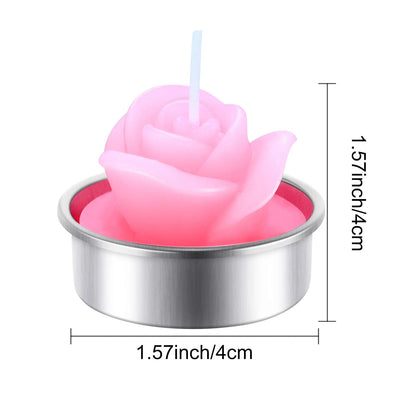 TecUnite 12 Pieces Rose Tealight Candles Handmade Delicate Rose Flower Candles for Valentines Spa Party Wedding Gift Home Decor(Pink)