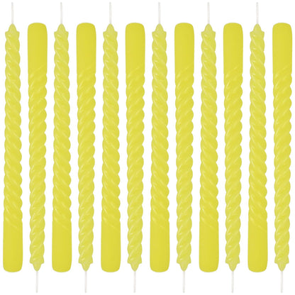 12-Piece Yellow Spiral Wax 10-inch Taper Candles -unscented smokeless, Tear-Free, Long-Lasting Burning Cotton Wick Suitable for Home,Party,Holiday Decorations