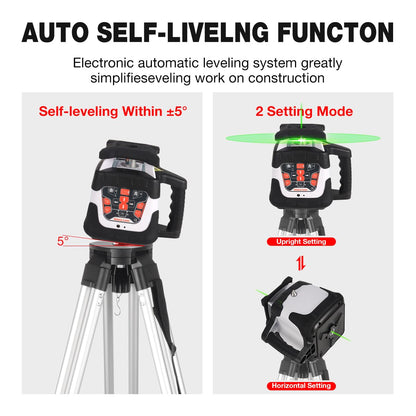 Mountlaser Rotary laser 360 Self Leveling,360 Degree Self Leveling Green Cross Line Laser, Target Plate,Laser Class: Class 2,Laser parameters<5mW