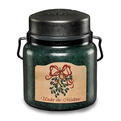 McCall’s Candles | Under the Mistletoe | 16 oz Scented Candle | USA-Poured | Vintage Rustic Jar with Carrying Handle | Hazelnut, Cinnamon & Maple Holiday Fragrance