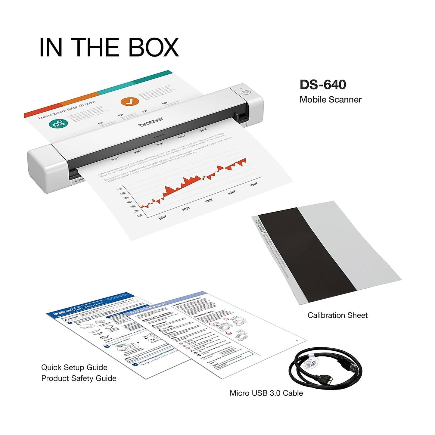 Brother DS-640 Compact Mobile Document Scanner, (Model: DS640) 1.5"x2"x11.9"
